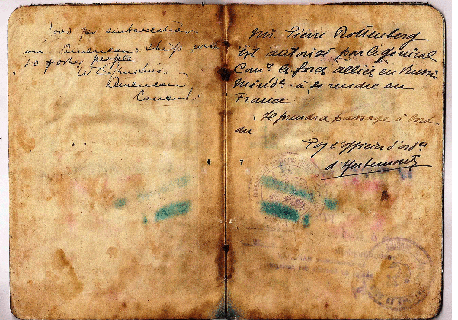 French allied visa for Rotenberg - Odessa 1919
