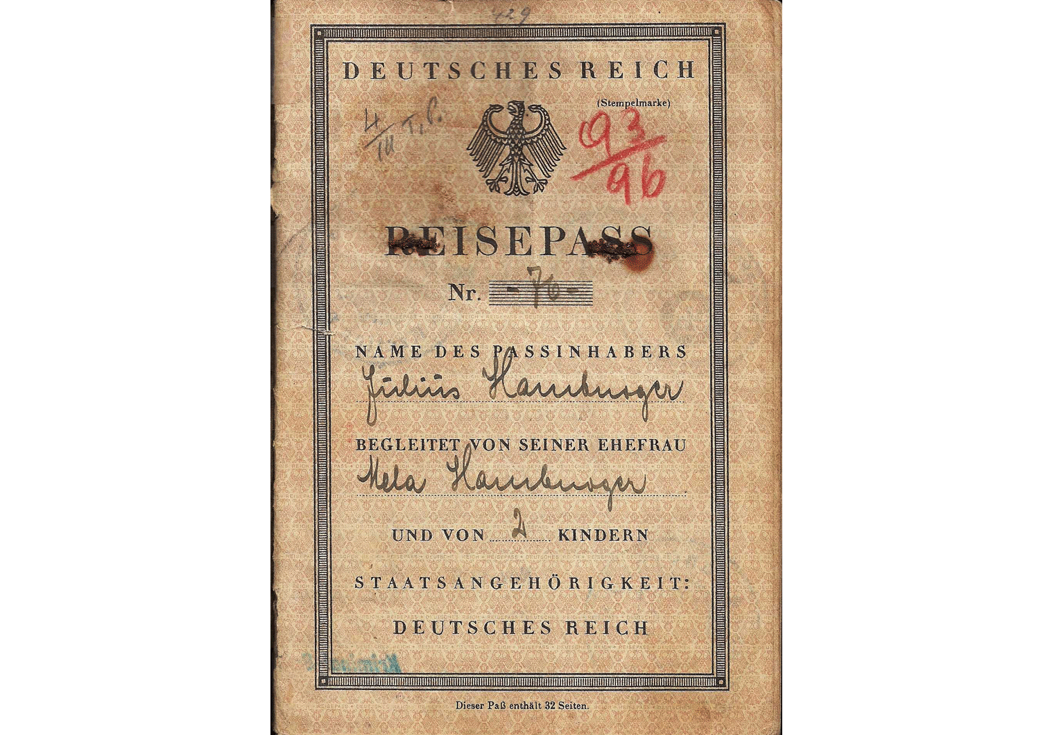 German passport for Jew 1934