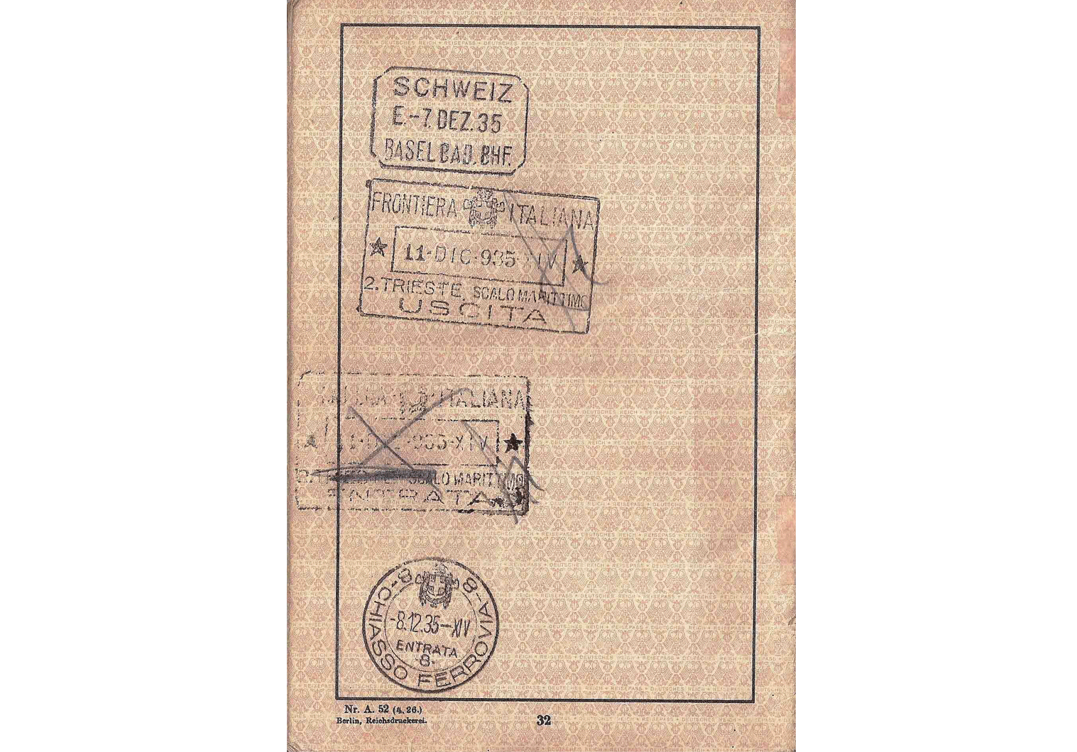 German passport page 1935