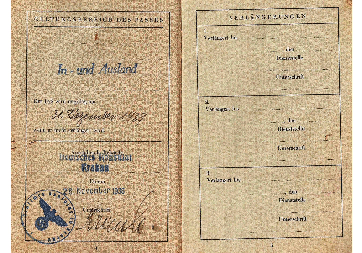 J STAMPED GERMAN PASSPORT