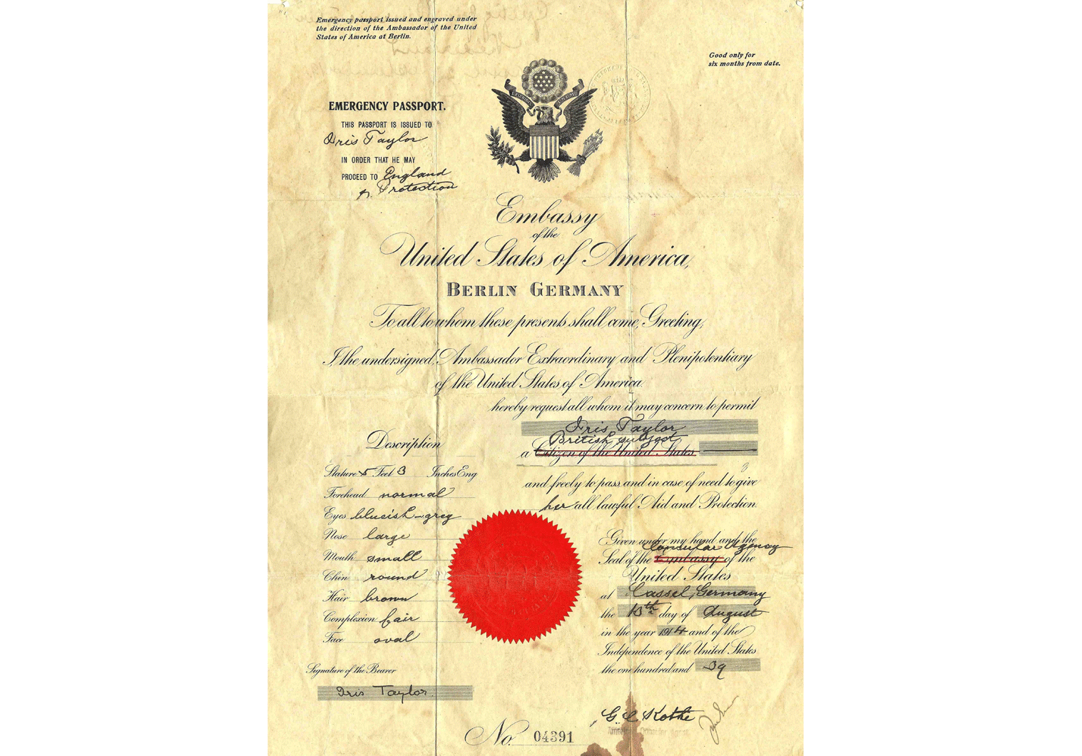 1914 US emergency issued passports during WWI