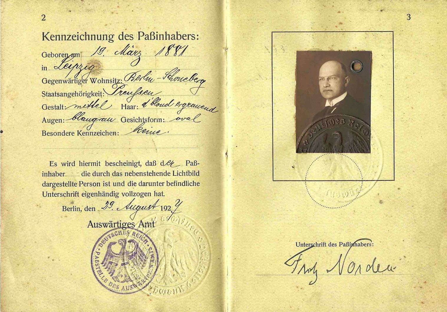 Weimar Republic German diplomatic passport