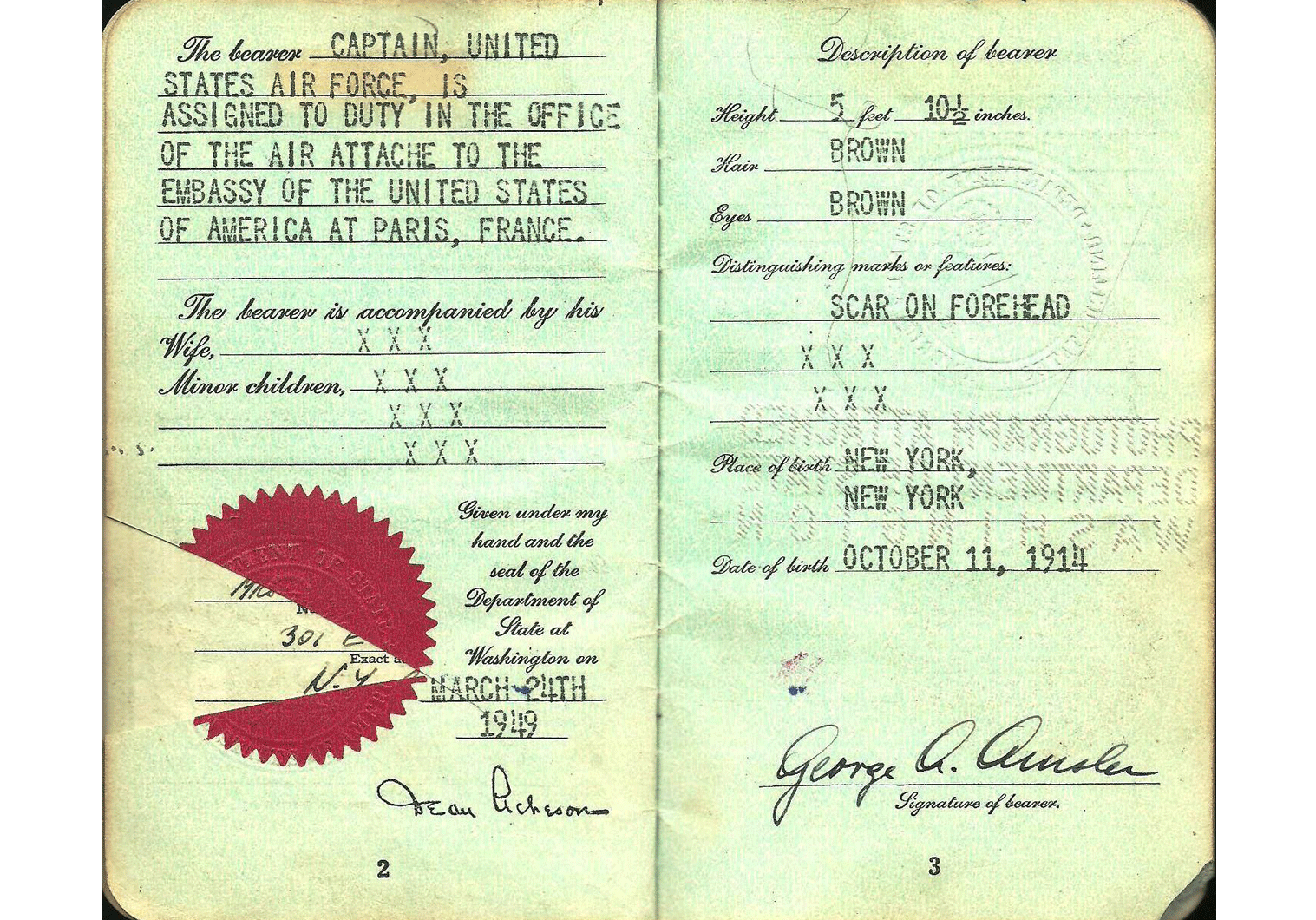 WW2 US special passport