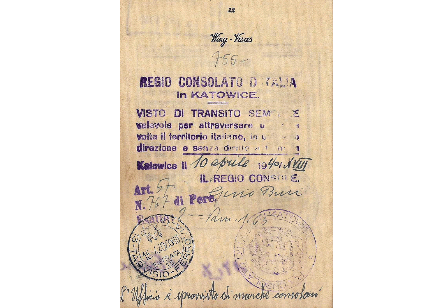 WW2 life-saving visa