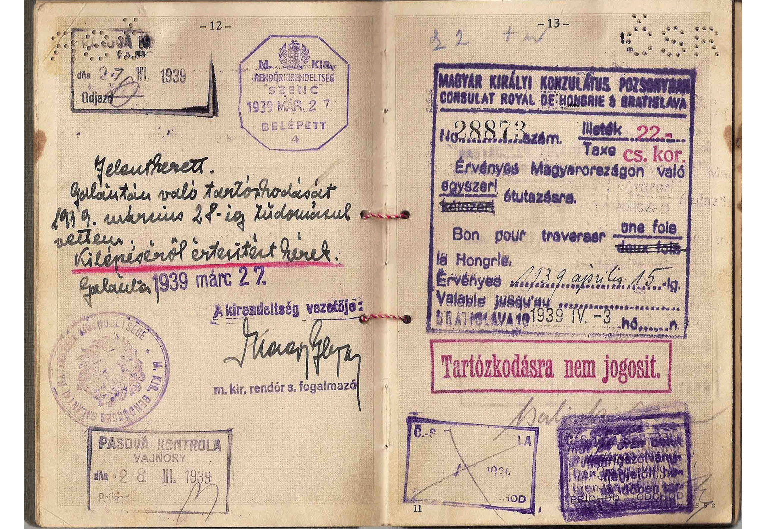 WW2 Czechoslovakia passport