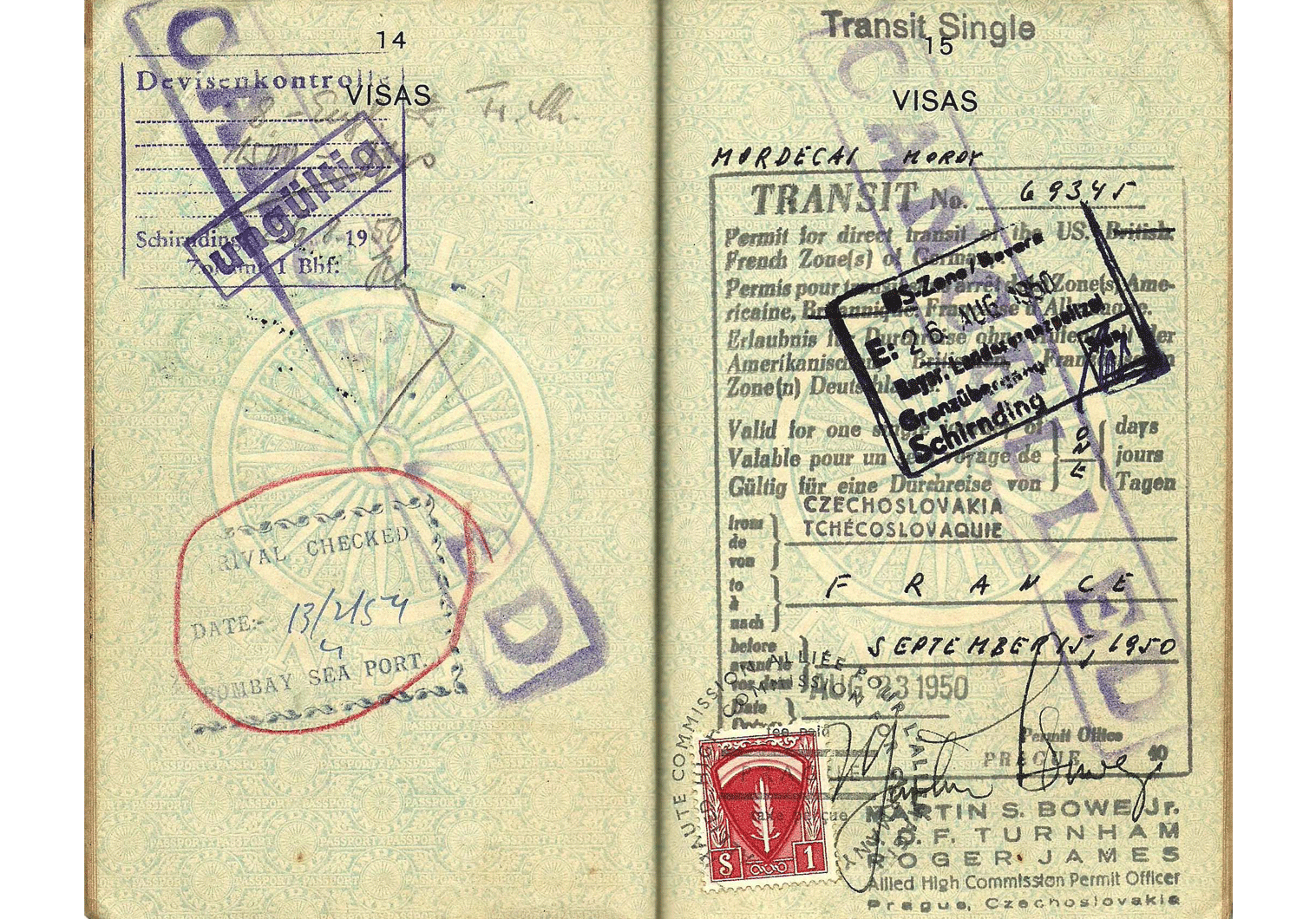 Indian passport with Allied visa
