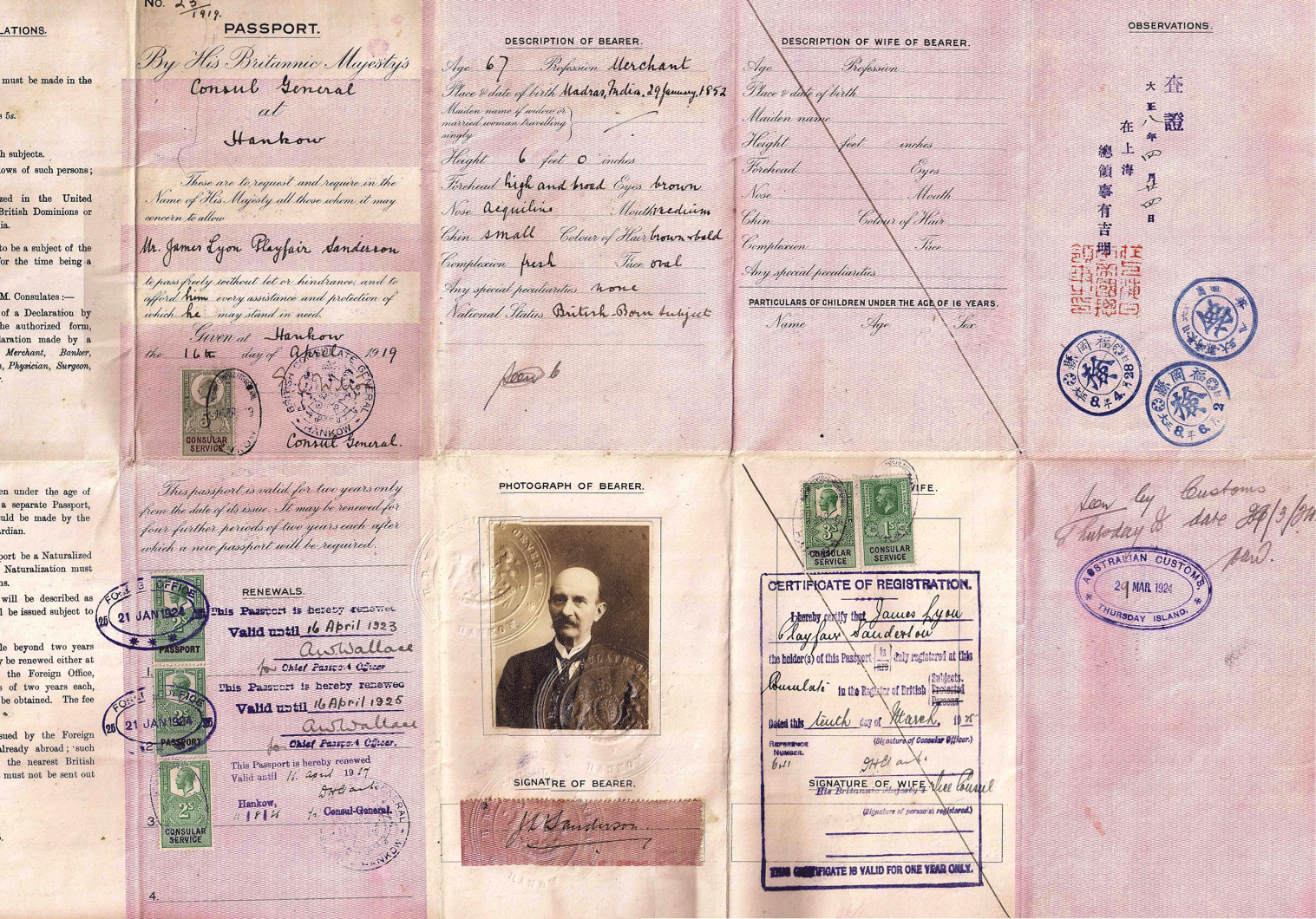 WW1 British passport used for China