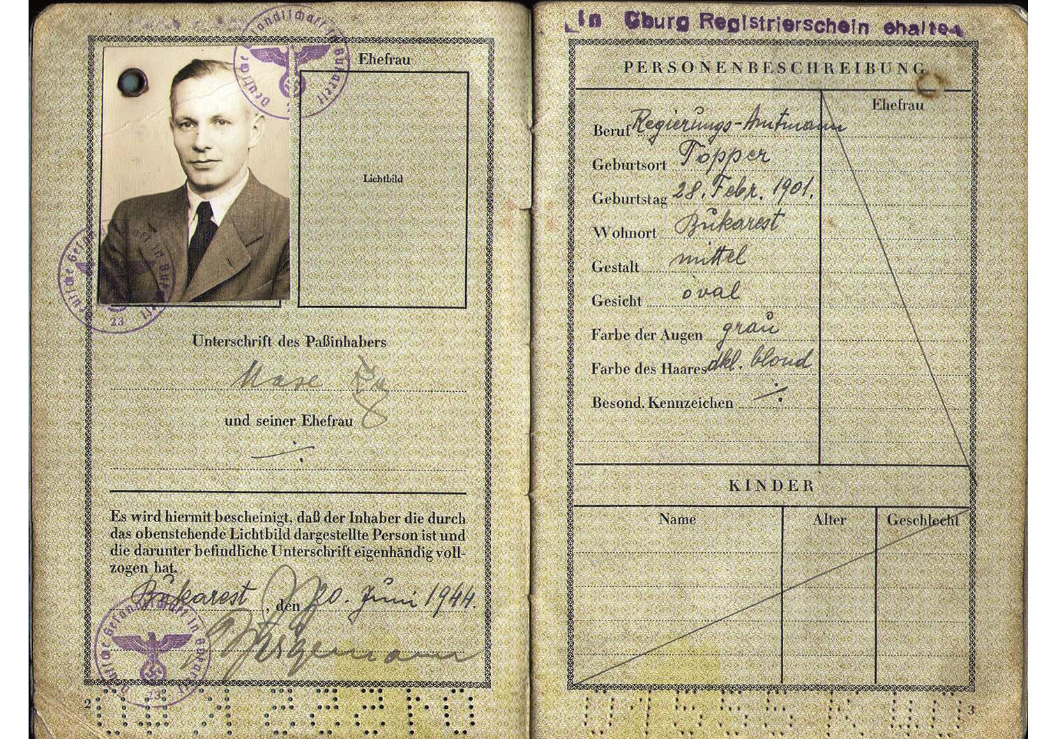 WW2 German Service Passport
