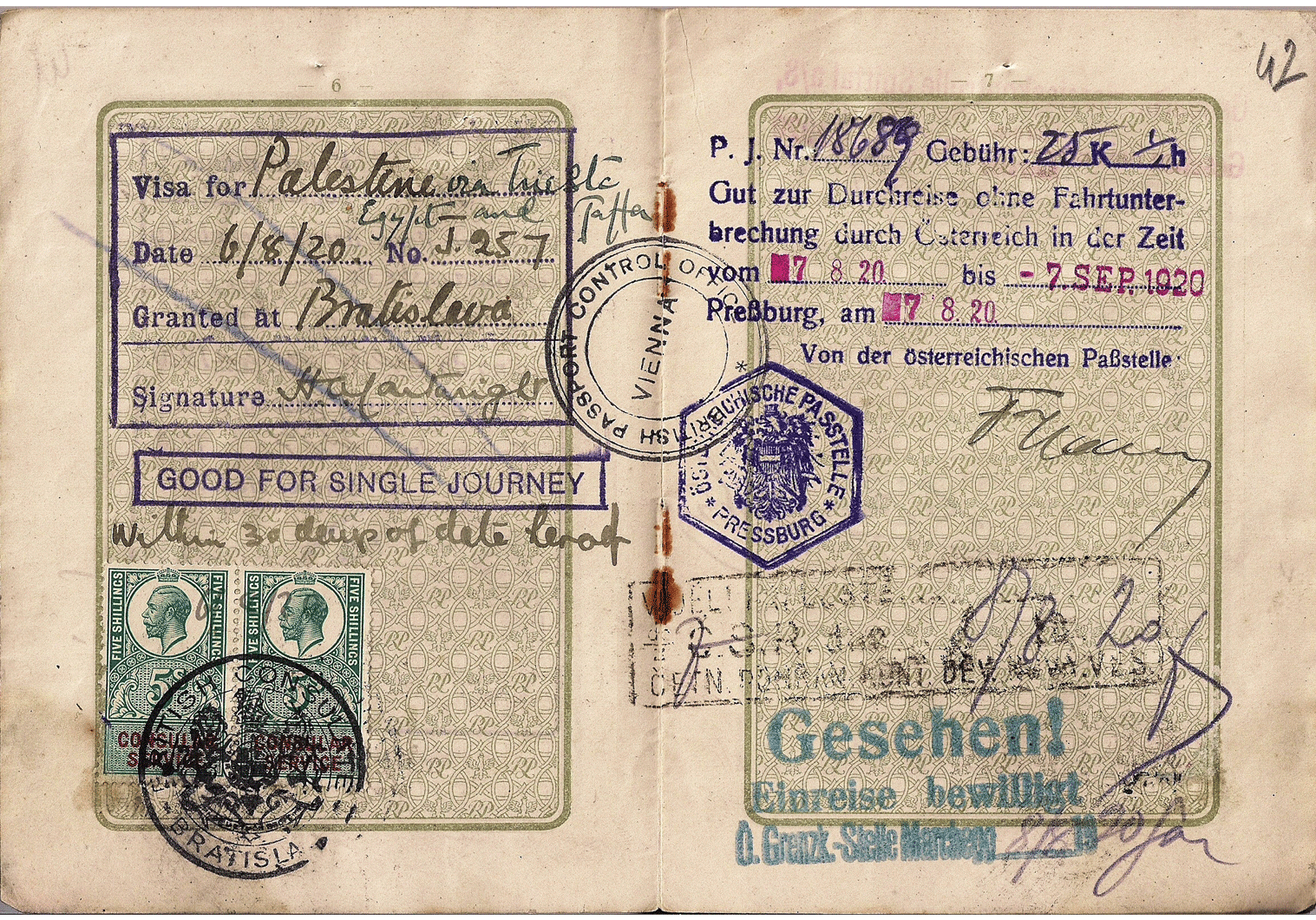 early Palestine visa