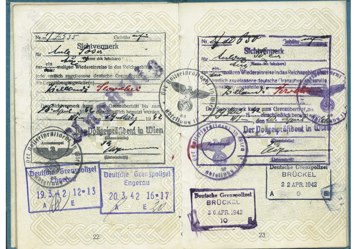 WW2 German passport visa