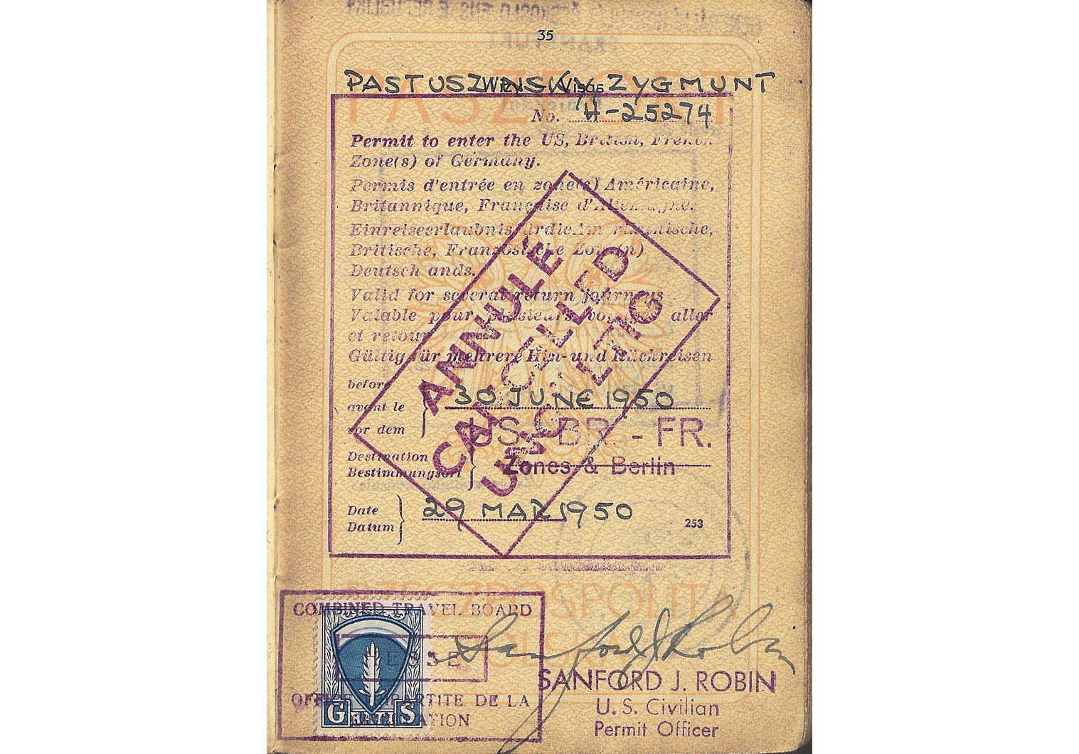 Allied Military Government visa