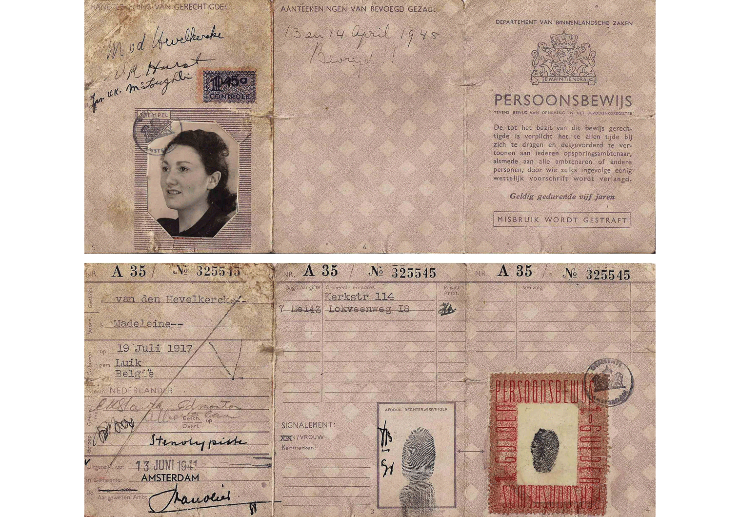 WW2 fake Dutch resistance identity document for a Jew