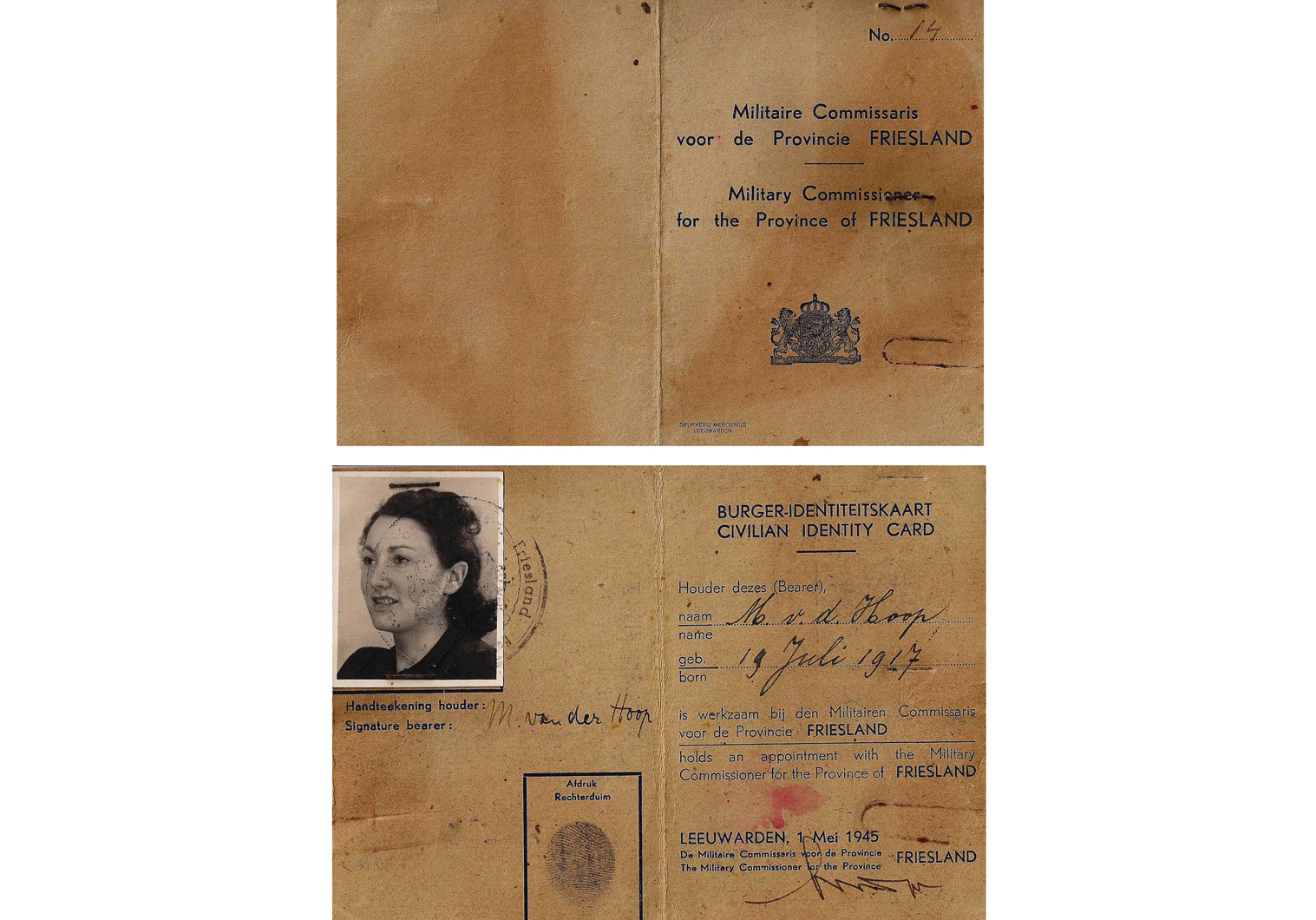 1945 Dutch liberation document WW2