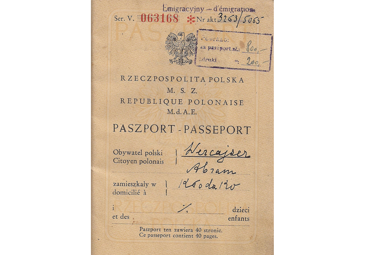 post WW2 Polish passport