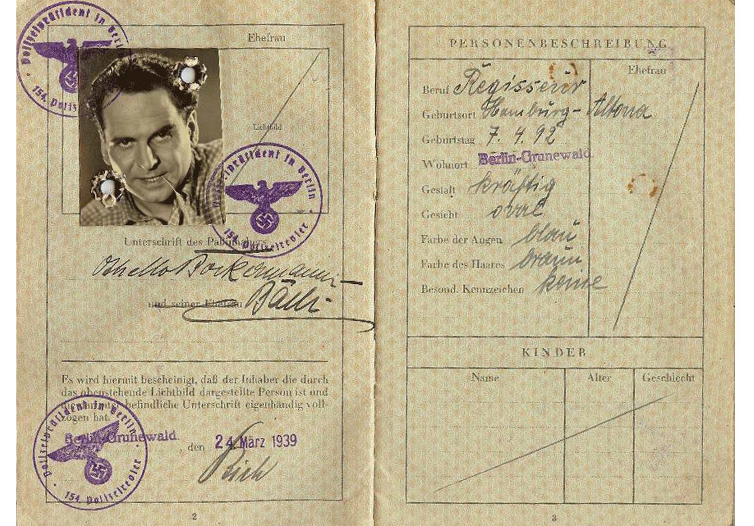 Holocaust WW2 German passport