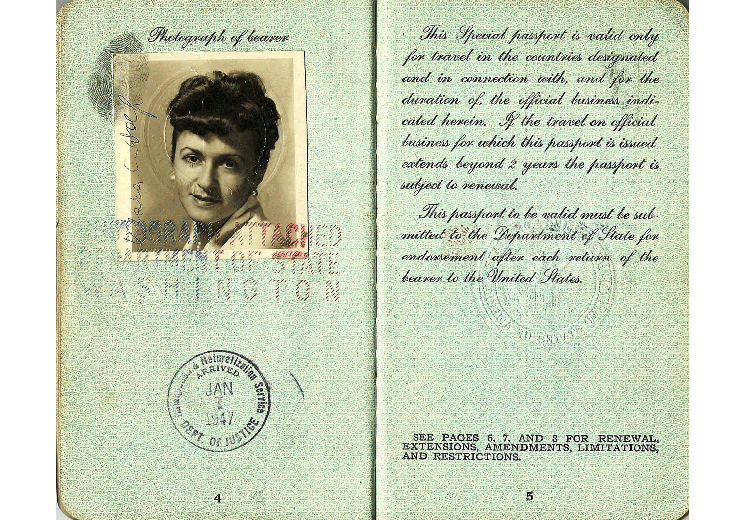 1945 US special passport