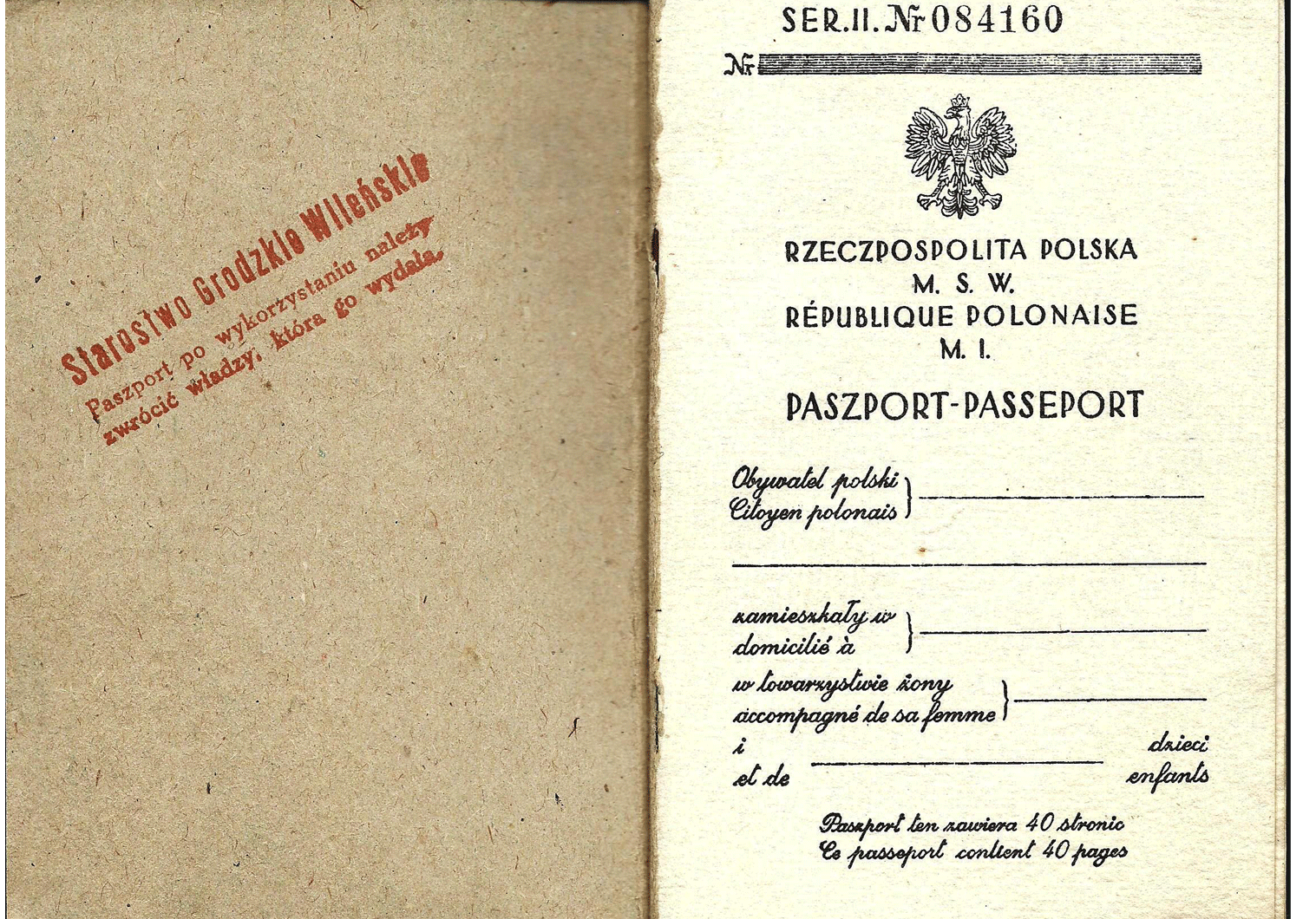 fake WW2 Polish passport