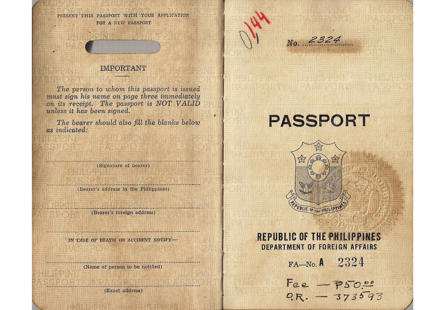 Post-war Philippines passport