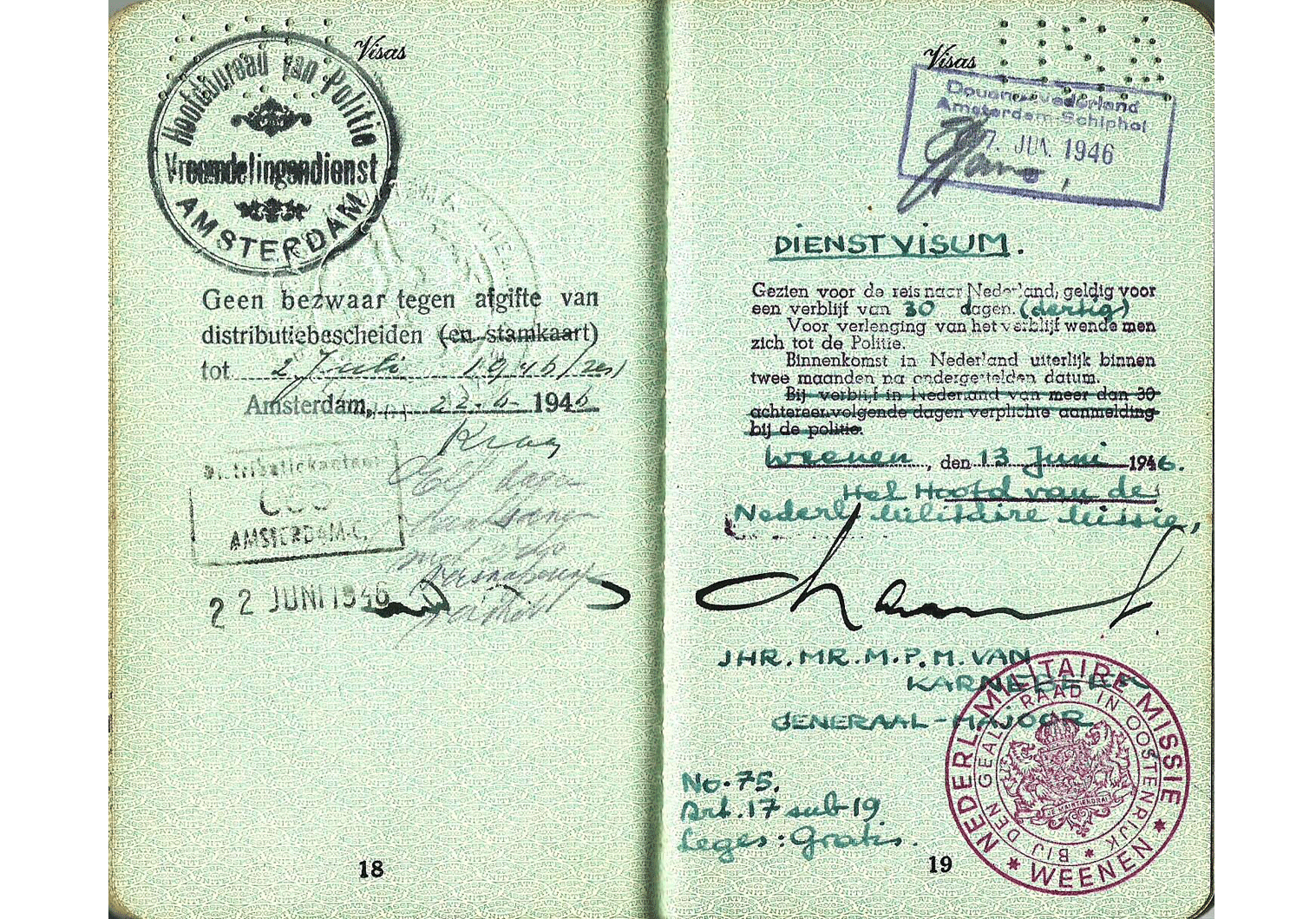 WW2 military mission visa