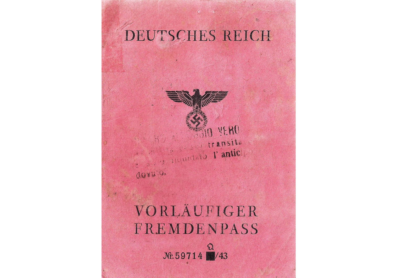 Nazi Germany Fremdenpass  passport