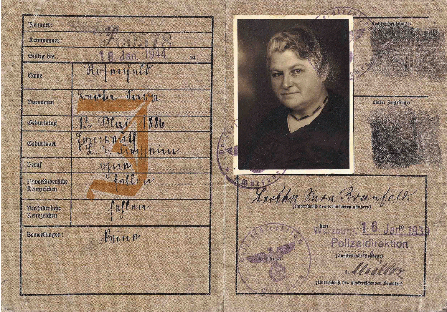 german J stamped ID for Jews
