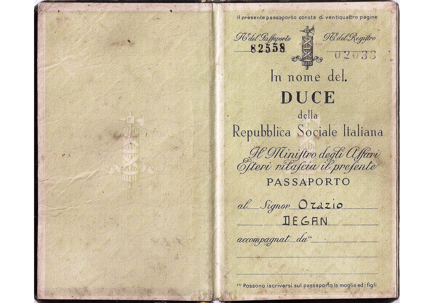 Italian Social Republic passport