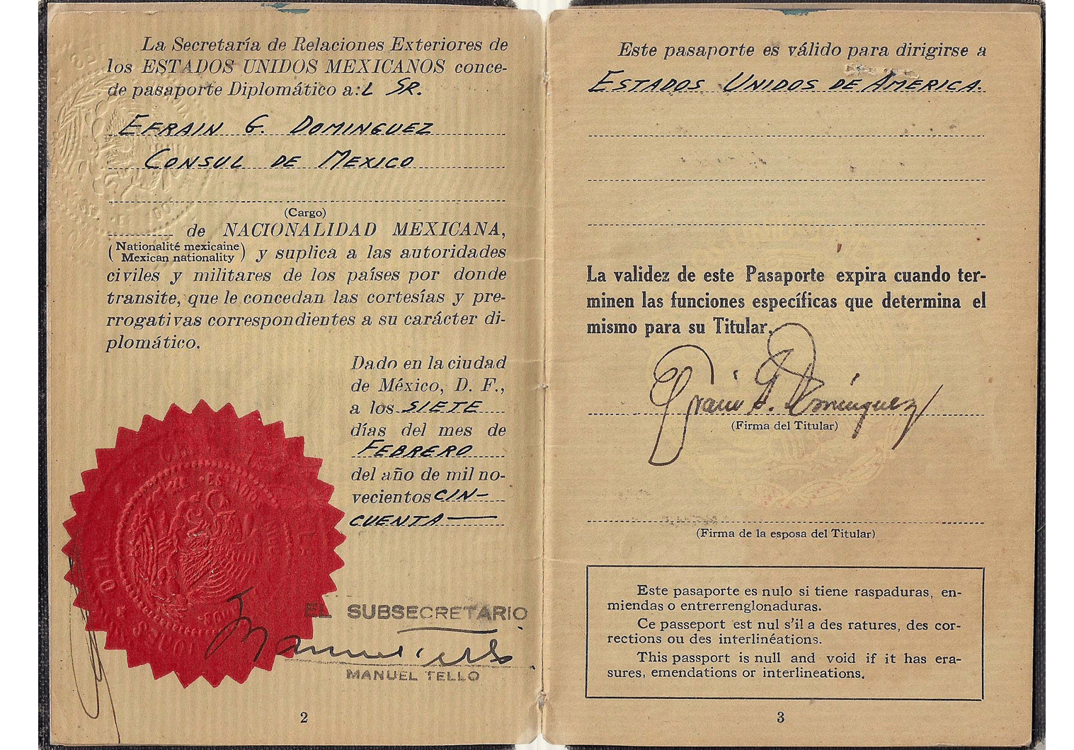 Mexican diplomatic passport