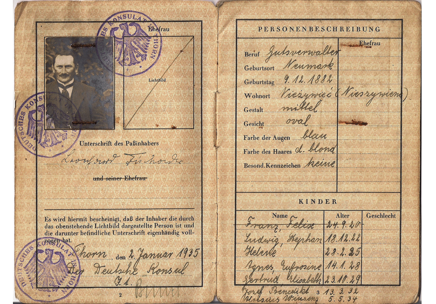 1935 German passport