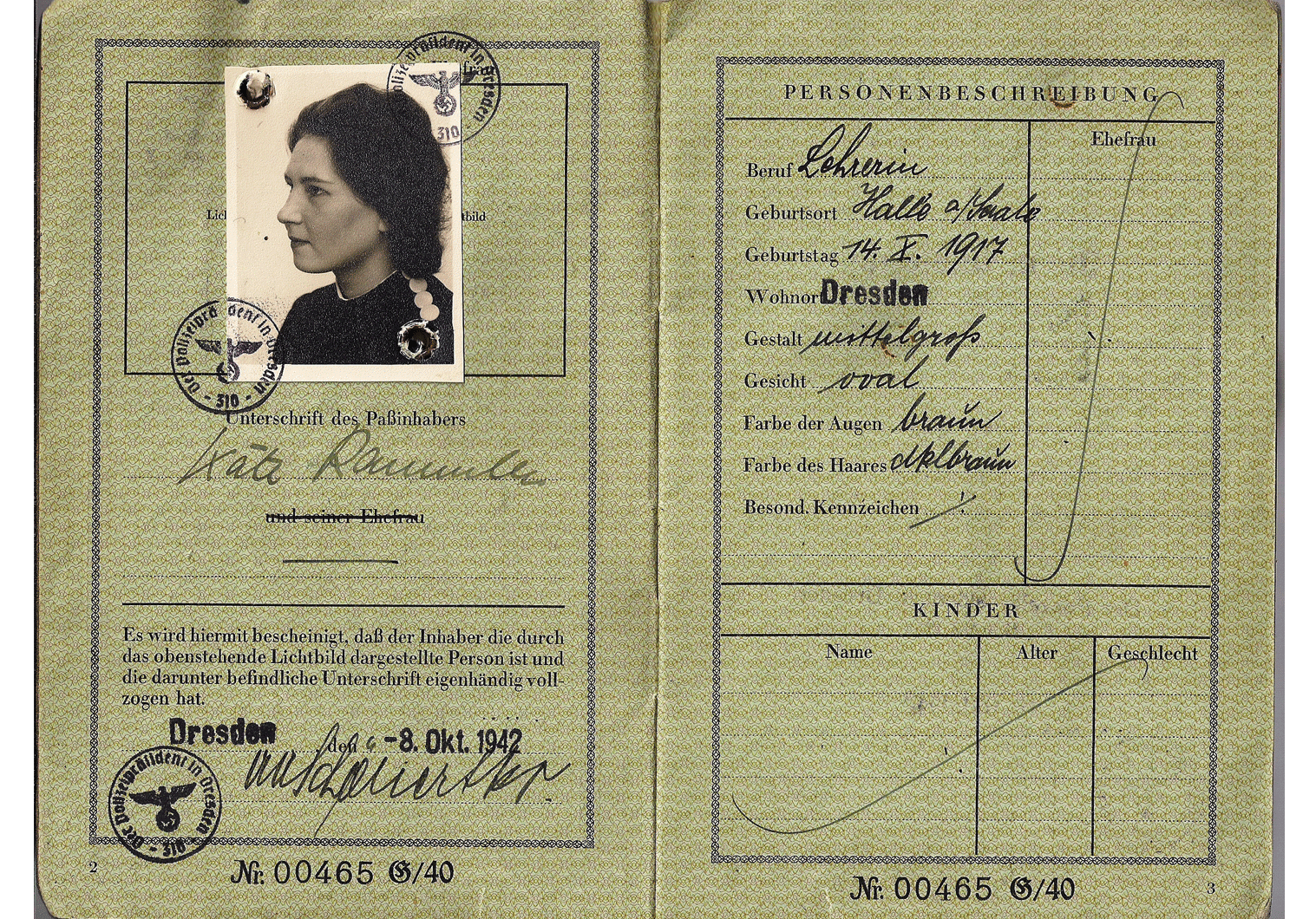 WW2 German passport for  Oslo