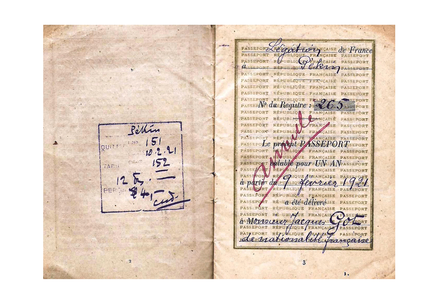 1921 Beijing issued passport