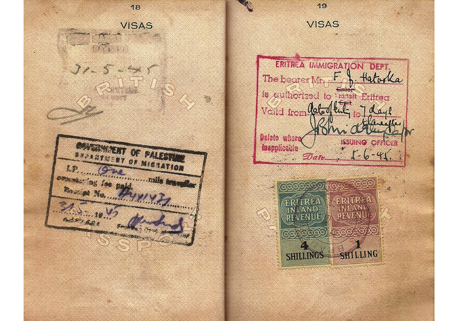 WW2 Britiah Aden colony passport