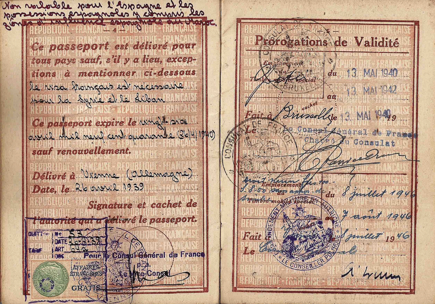 1939 French official's passport