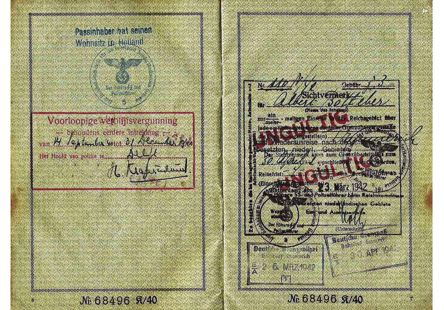 SS issued WW2 German passport