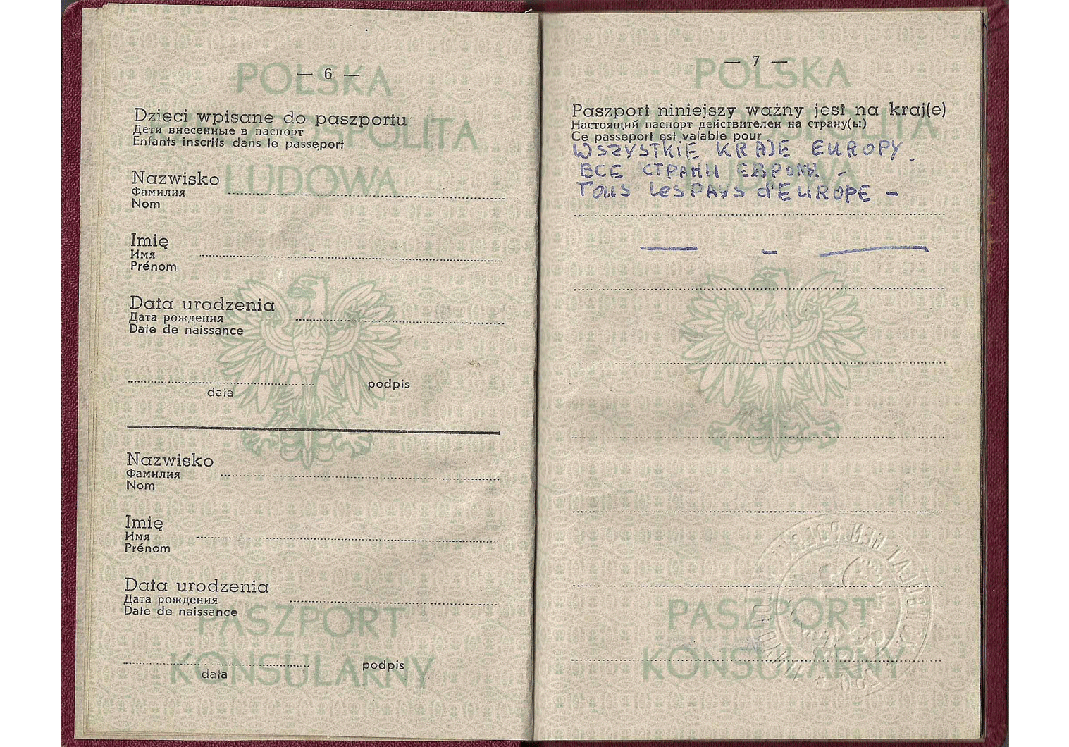 1958 Polish consular passport