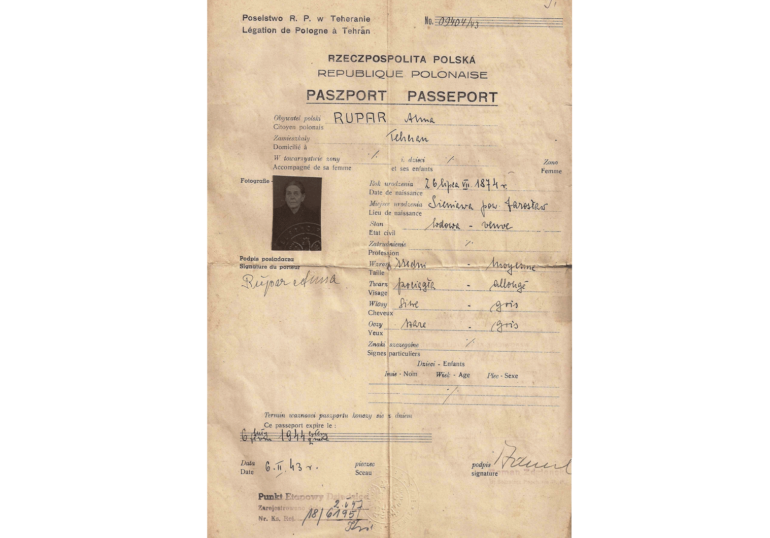 WW2 refugee passport from Tehran