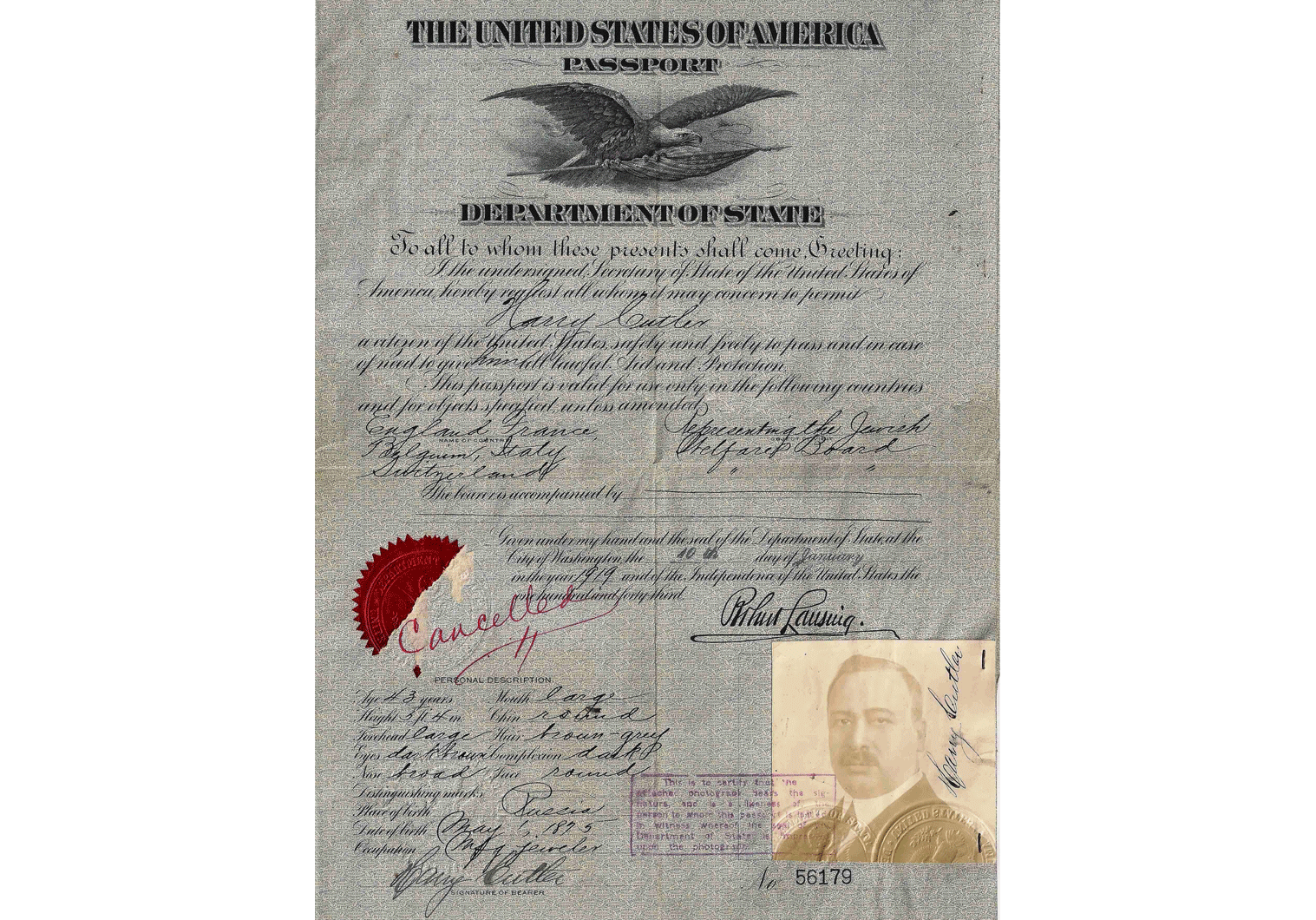 WW1 official US passport