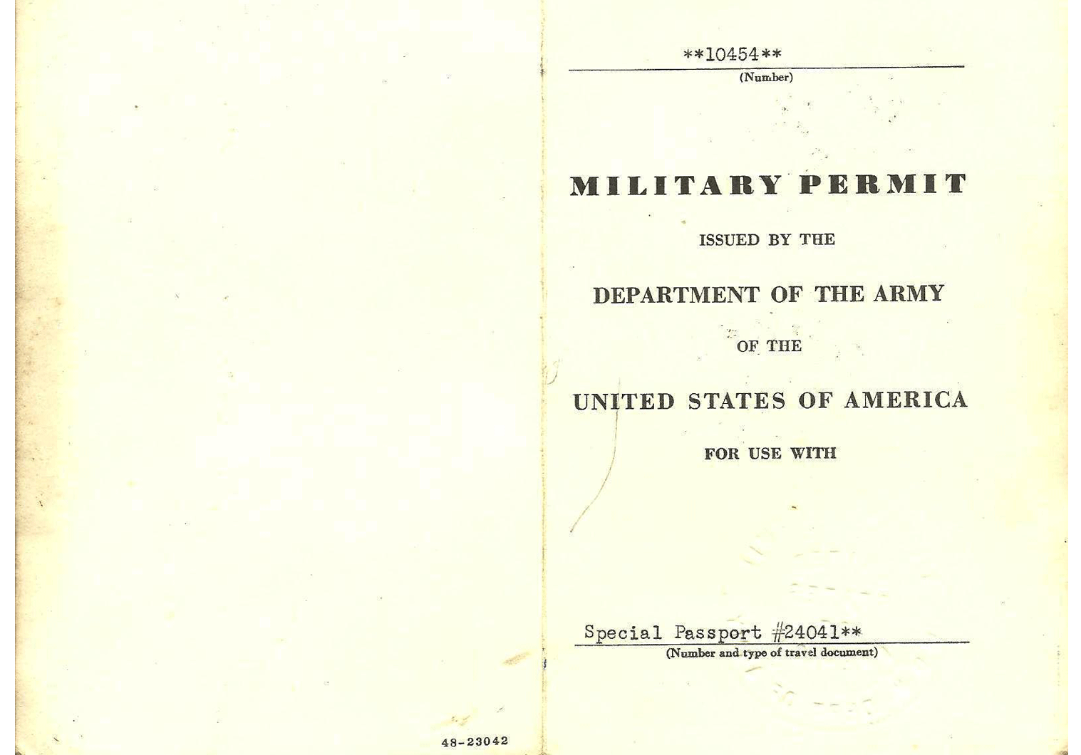 WW2 US military permit Japan
