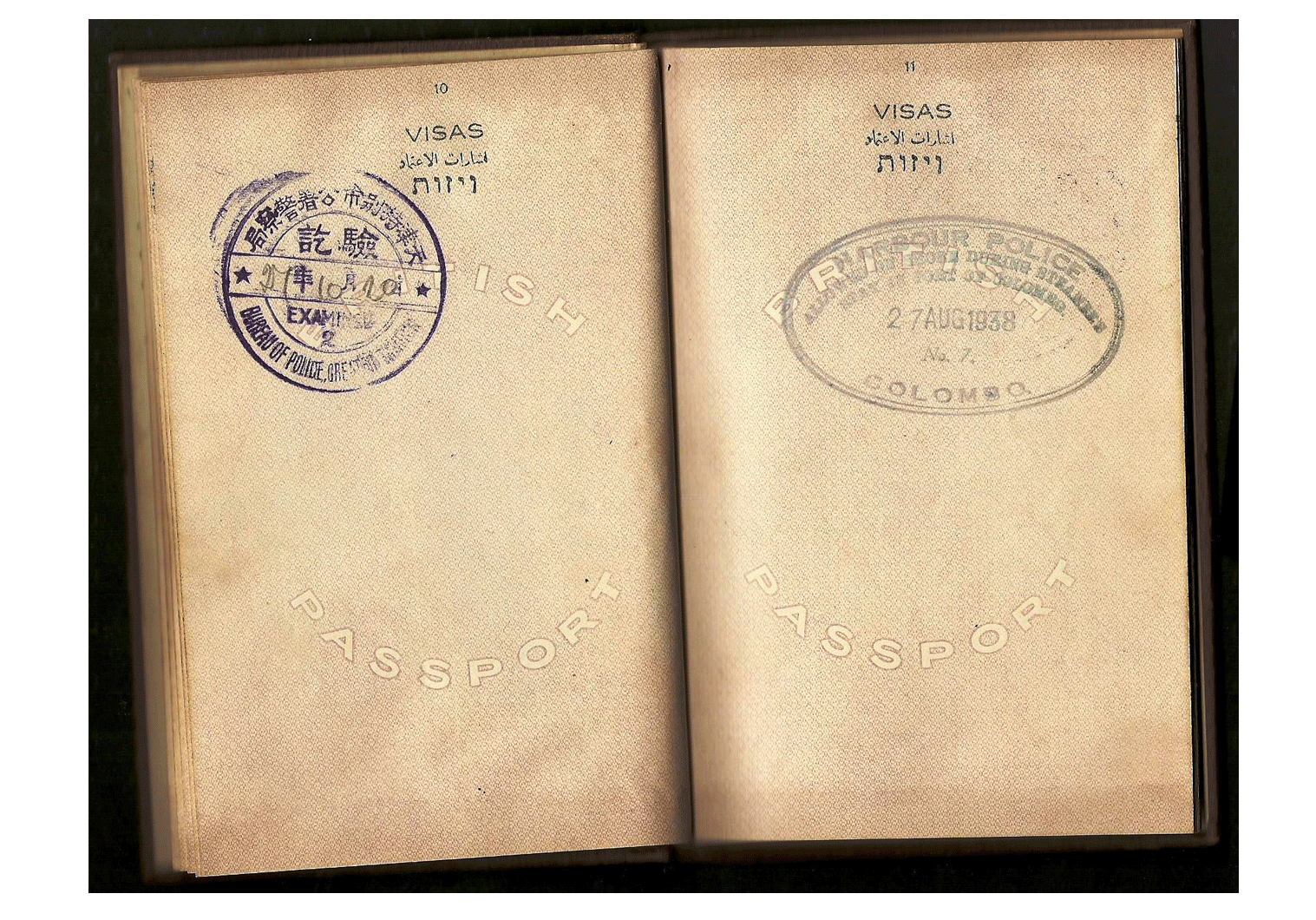 British Palestine passport for China