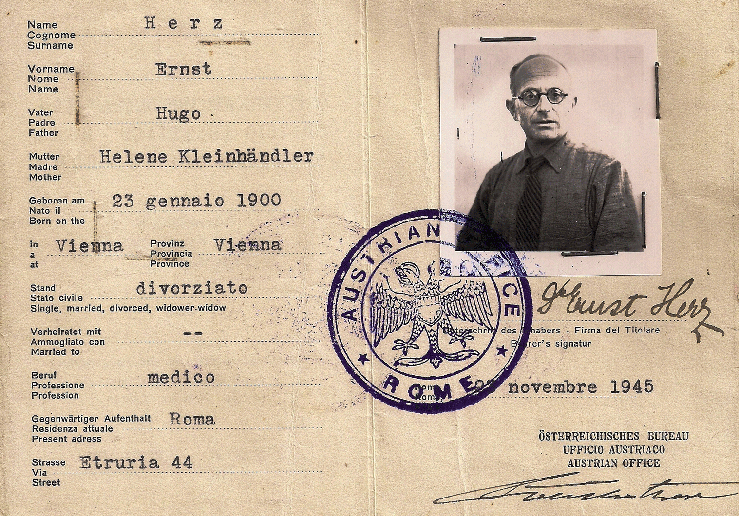 1945 Austrian liberation ID's & travel documents