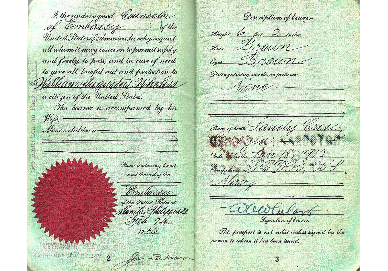 early Vietnamese War official US passport.