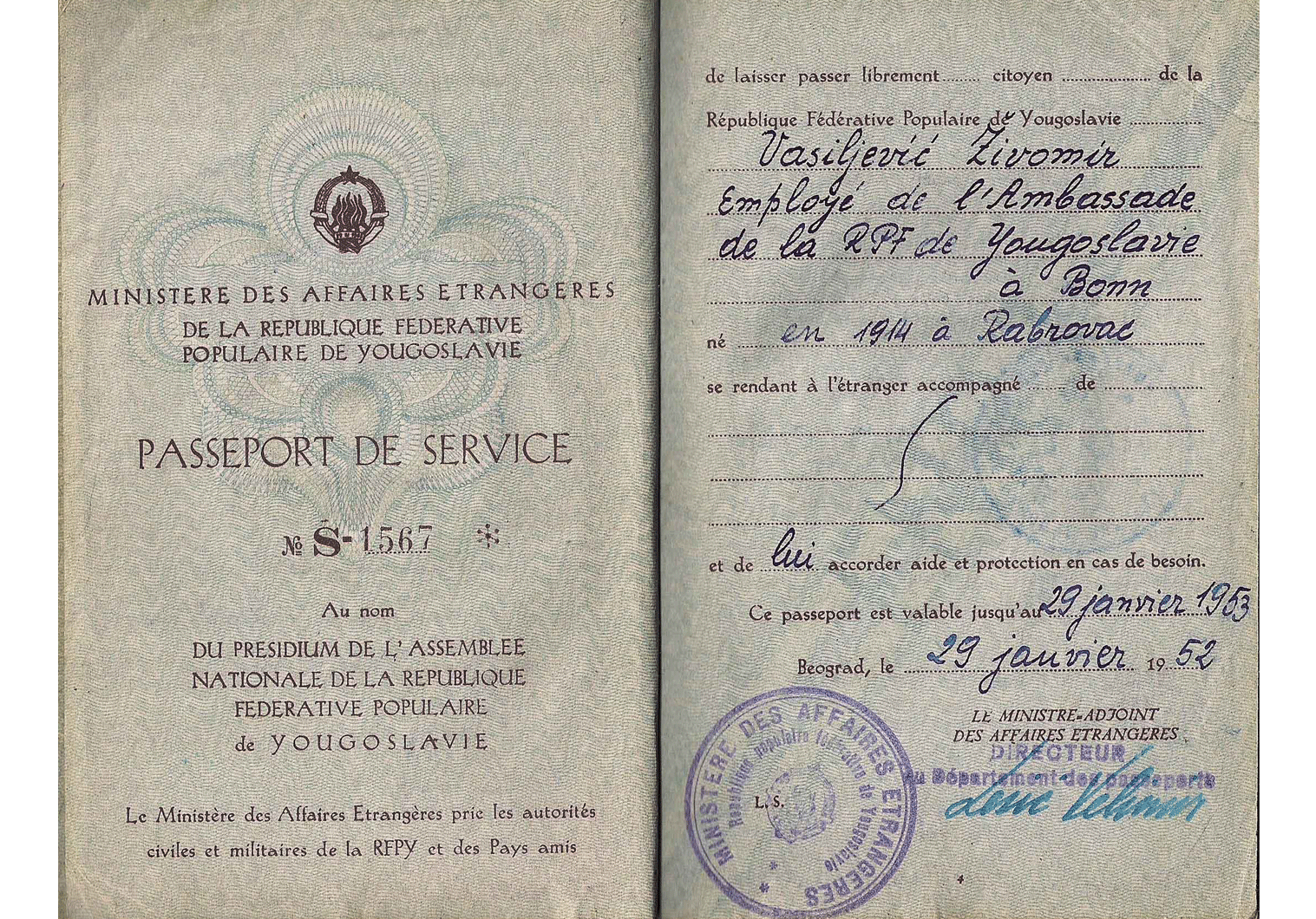 Cold-War service passport from 1952