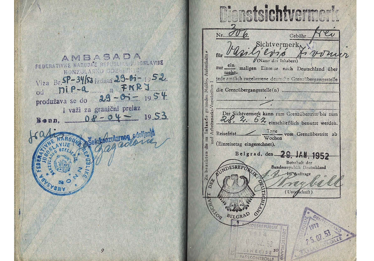 Cold-War service passport from 1952