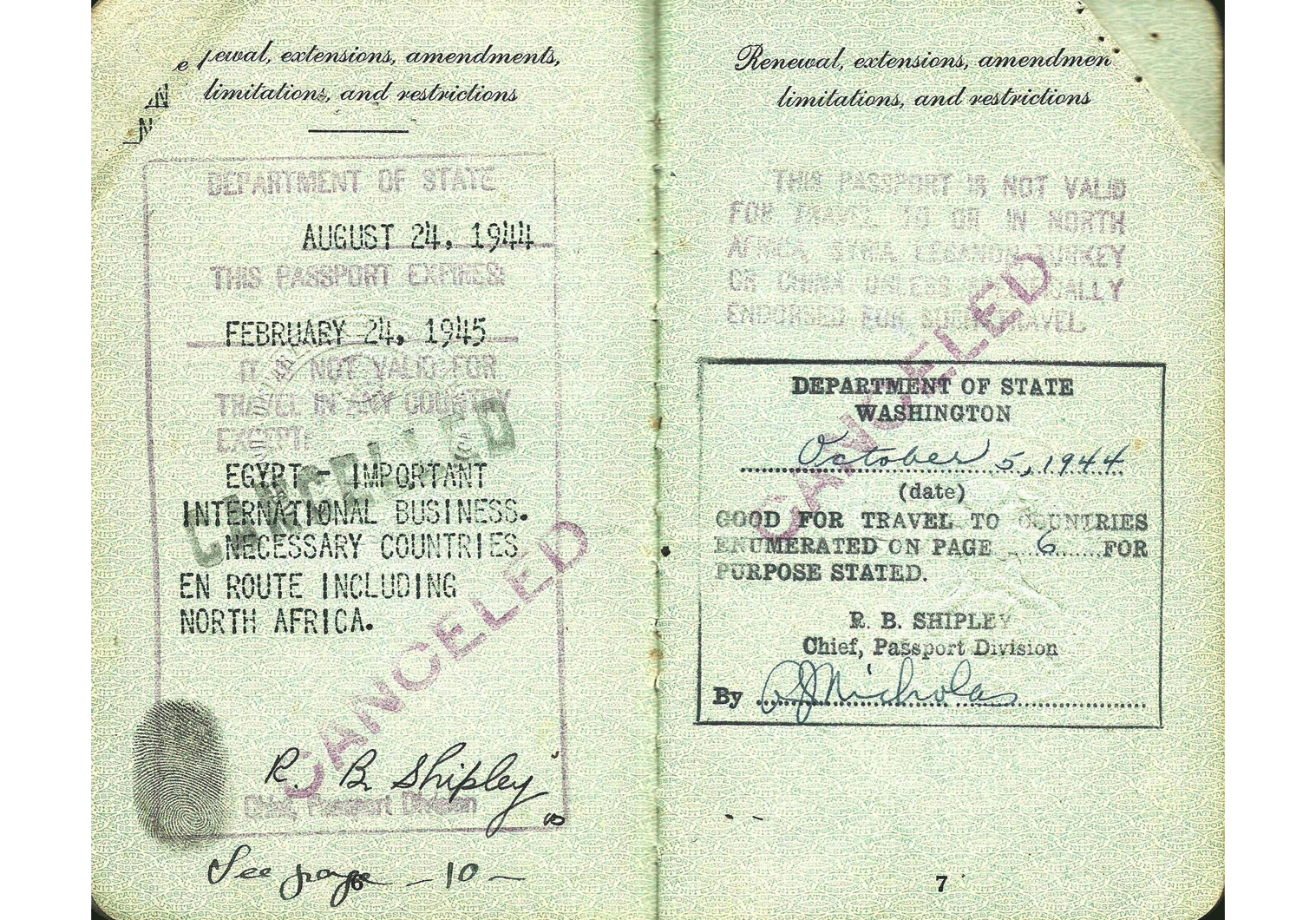 WWII UNRRA passport.