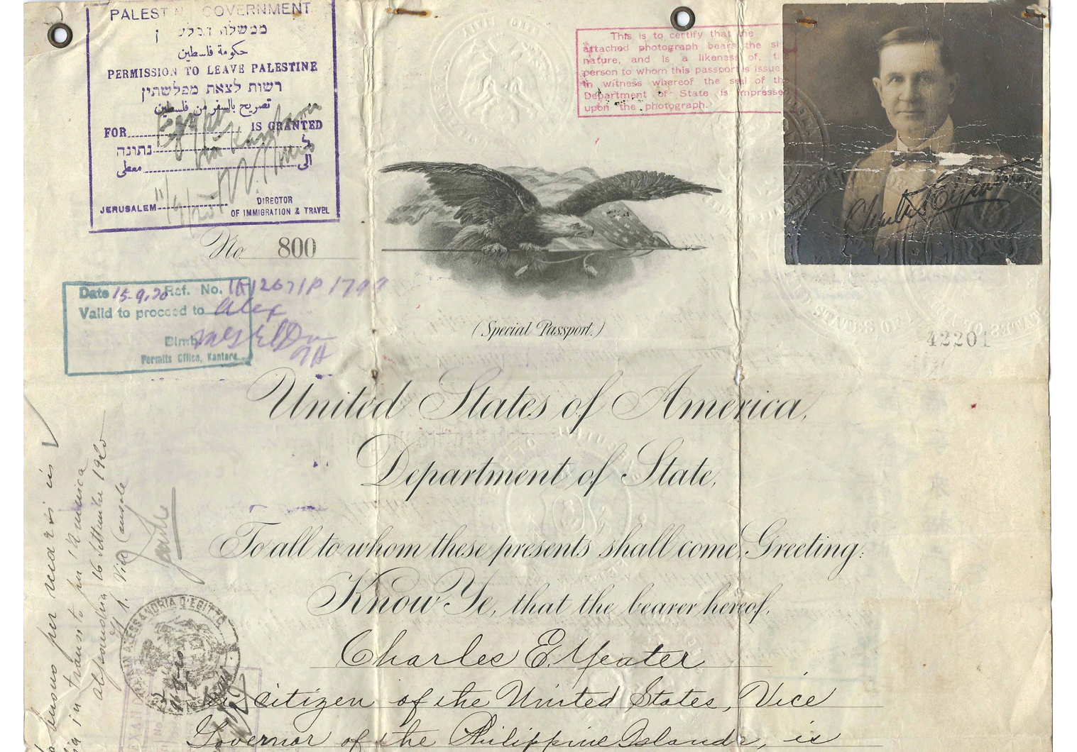 WWI United States Special passport