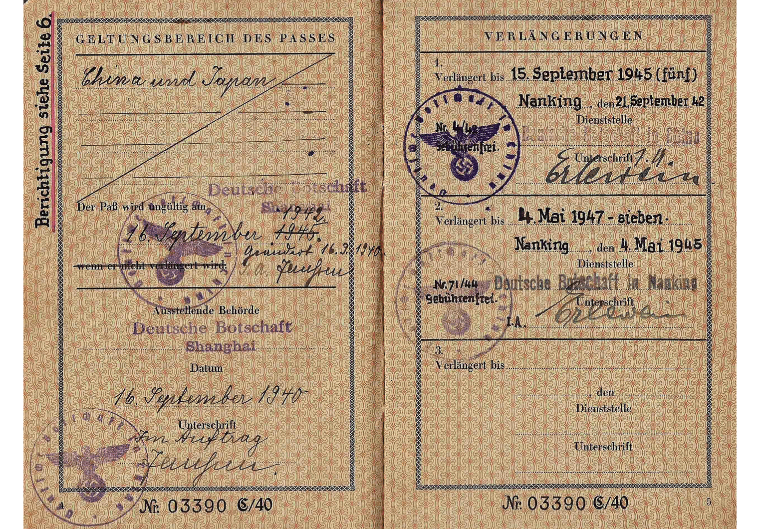 WW2 German Dienstpass passport