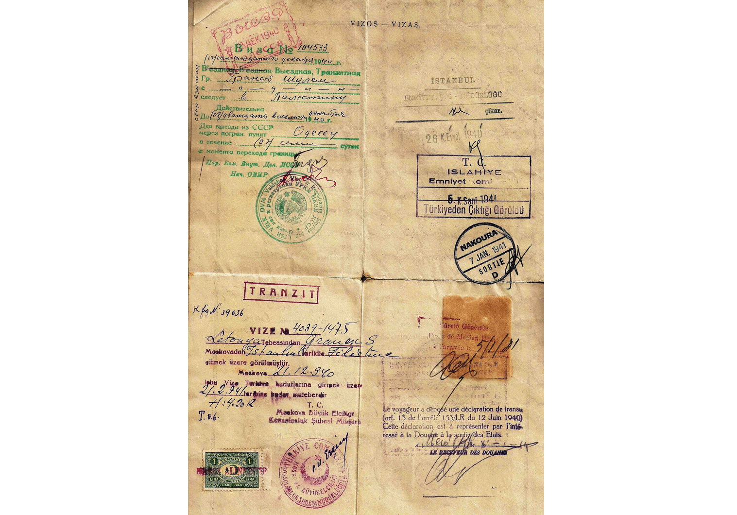1940 Lithuanian Refugee travel certificate