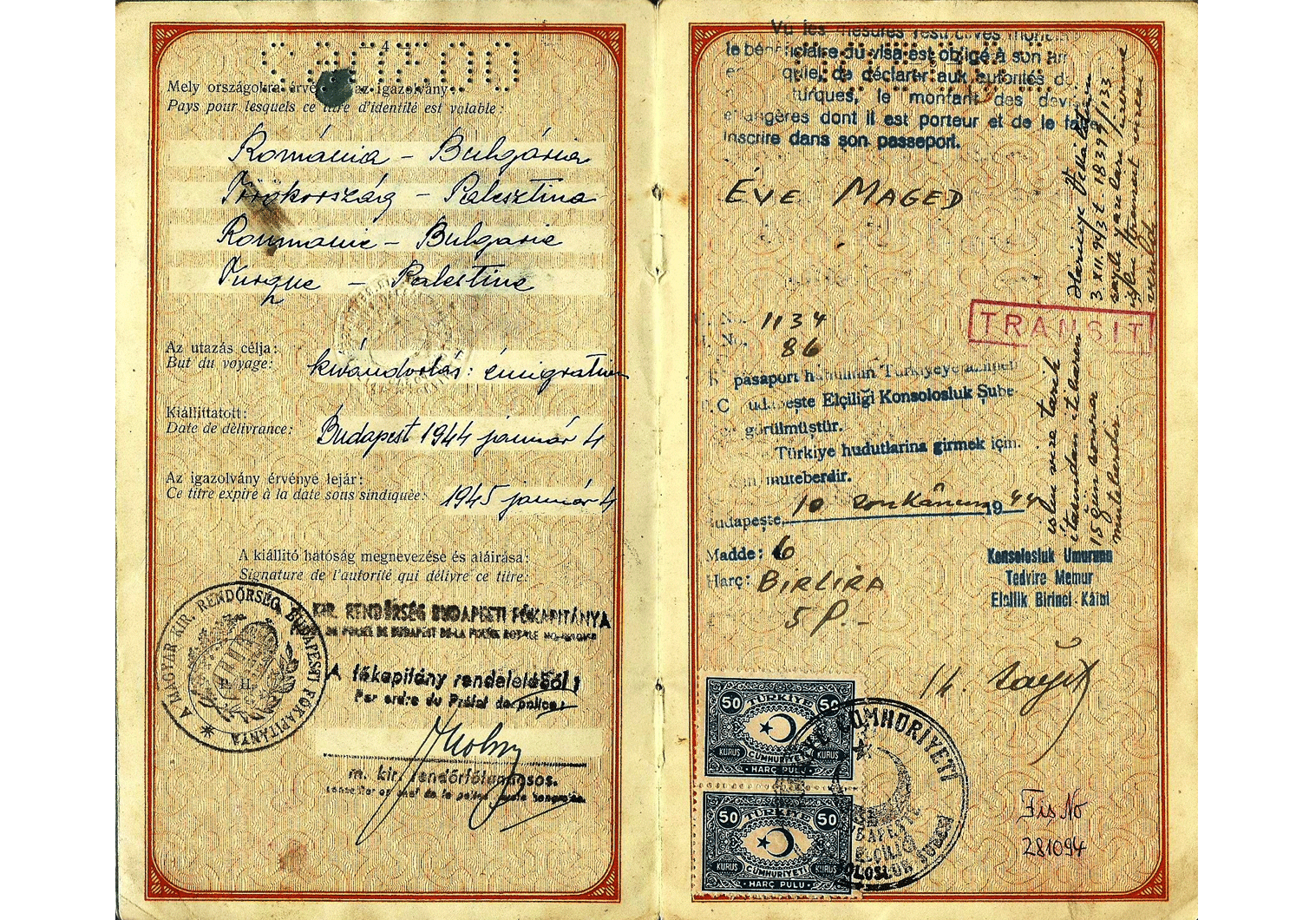 1944 Hungarian passport