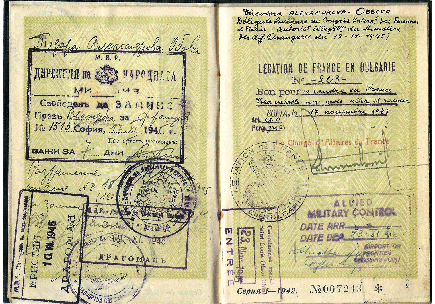 Post-war women's international conference passport