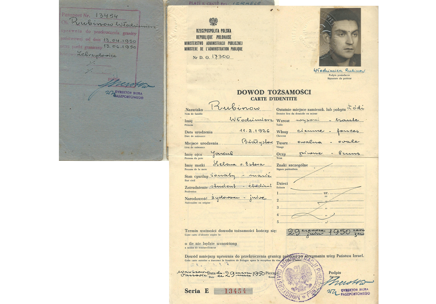 1950 Polish Jewish travel identity document