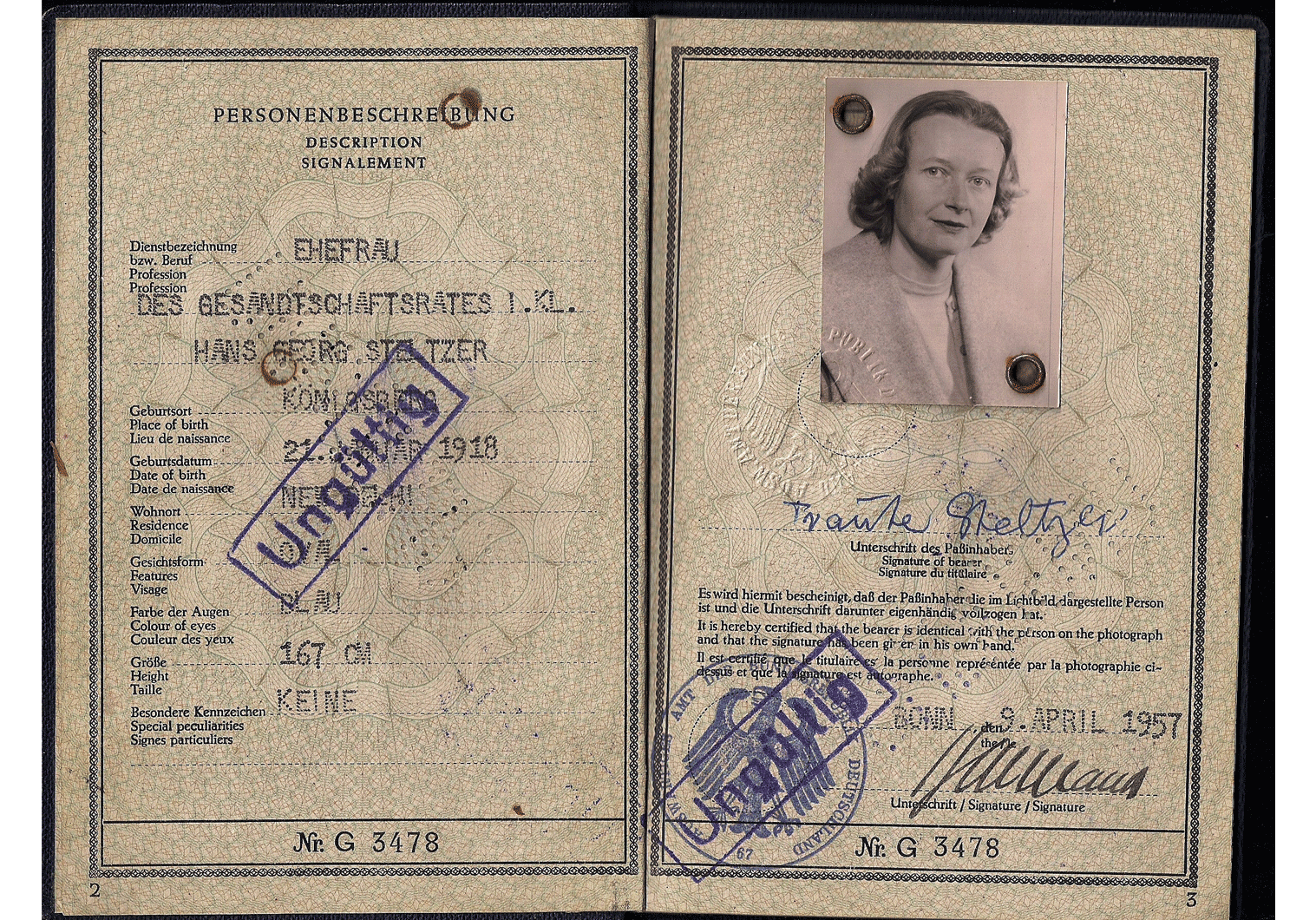 1957 German Diplomatic passport